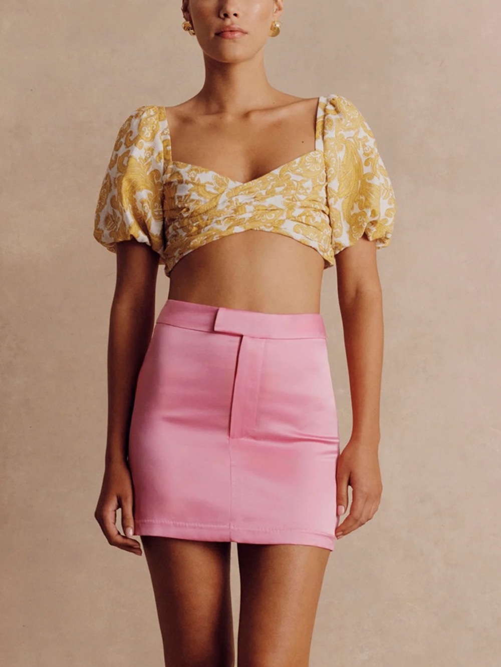 Hansen & Gretel Tamara Pink Silk Blend Mini Skirt Size M